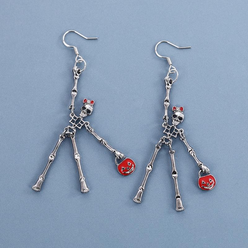 Gothic Festive Dancing Skeletons Dangle Earring Halloween Horror Skull Personality Hip for Pop Earring for Women Girl Gi