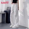 Baleno Women's Drawstring High-Waist Wide-Leg Cargo Pants