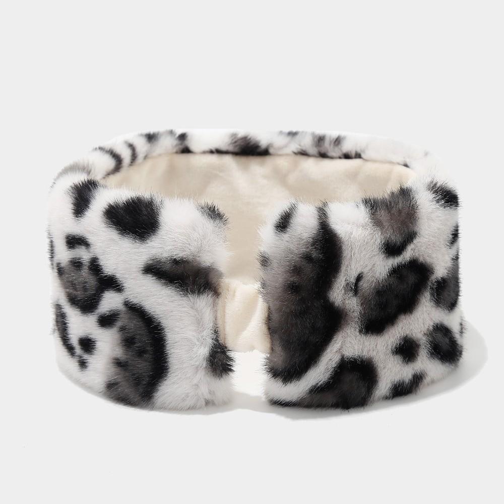Windproof Leopard Print Headband Coldproof Ear Warmer Vintage Elastic Headband Winter