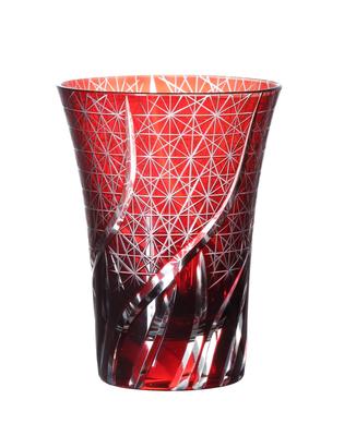 Kiriko-Glas, alte Glastasse, traditionelles Handwerk, spülmaschinenfest [QD-K2] (rot)