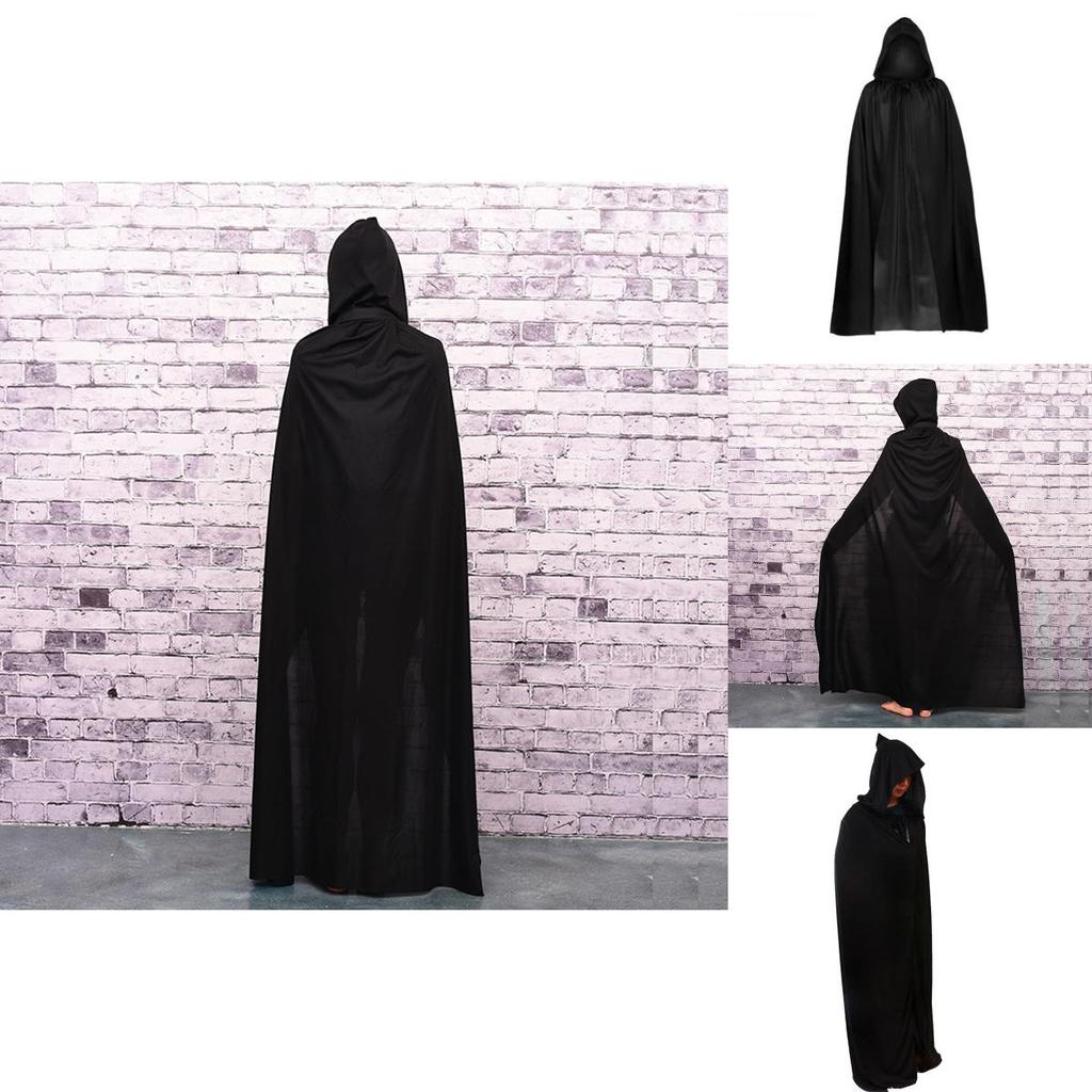 Halloween Cloak Cosplay Grim Reaper Vampire Witch Wizard Robe Party Adult Children Black Cloak Cape