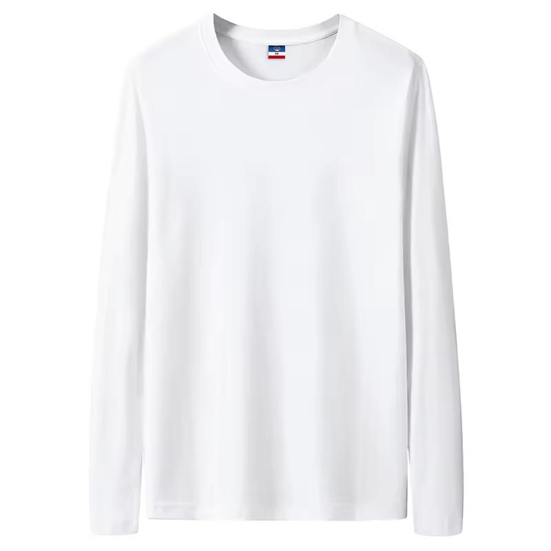 Frühling Herbst Übergröße T-Shirts Männer Langarm Baumwoll-Tops Männliche Tees Basic Einfarbige T-Shirts