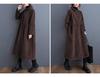 In Stock: Women's Korean Style Plus Velvet Corduroy Trench Coat - Thickened, Long Sleeve, Single-Breasted, 2025 Winter Edition.