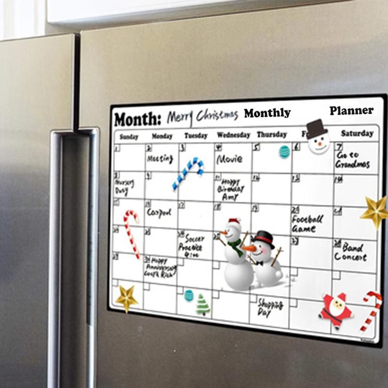 Magnetisk kjøleskapskalender - Sterk magnetisk bakside, Glatt tørrslettende overflate, Praktisk kalender, Holdbar whiteboard-tavle