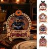 Festival Theme Gift Halloween Wooden Countdown Calendar, Days Till Round Table Sign with Desktop Decor Stand, Decorative Plaque for Indoor Tiered Tray