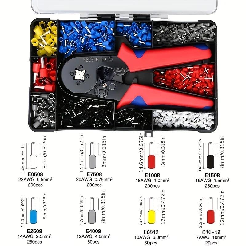 Crimping Pliers HSC8 6-4A  Tubular Terminal Crimper Wire Mini Ferrule Crimper Tools Household Electrical Kit With Box