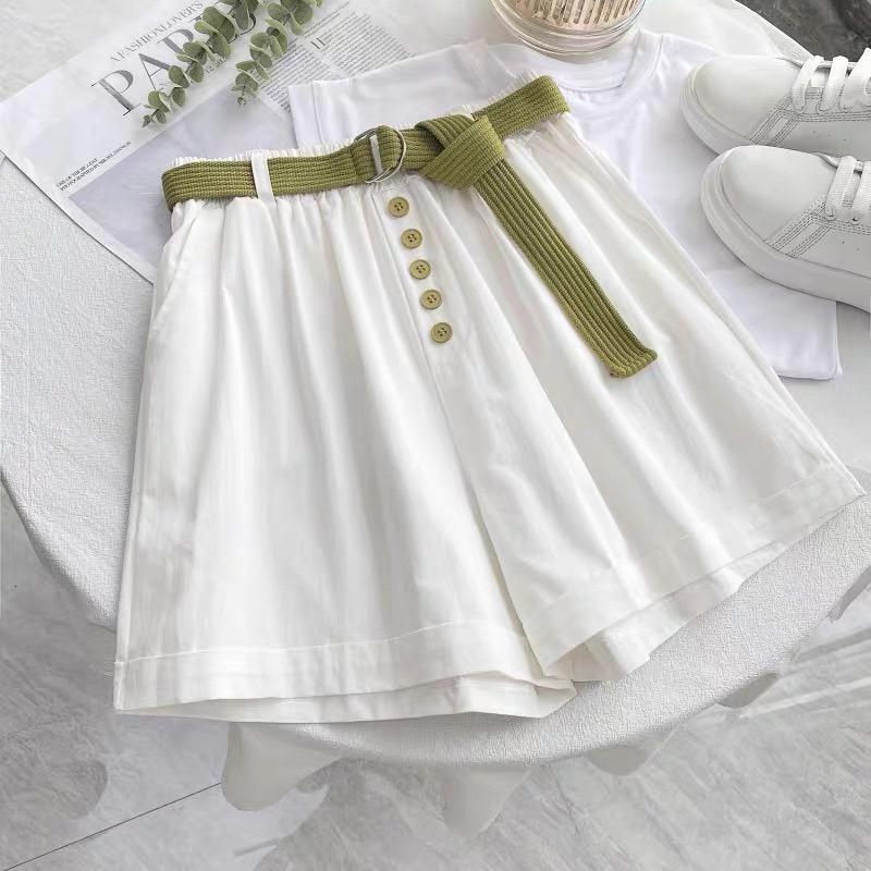 Fashion Buttons Loose Wide Leg Shorts for Women Summer New Thin Slim High Waist  Casual Shorts Woman A-line Solid Elegant Lady Shorts 24281
