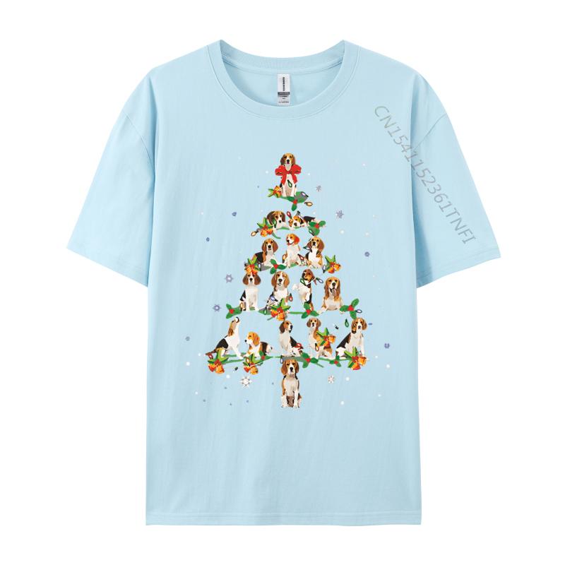 Mens Tshirt Beagle Christmas Tree Santa Funny Dog TShirt Harajuku Oversized Clothes 100 Cotton Pritned Tshirt