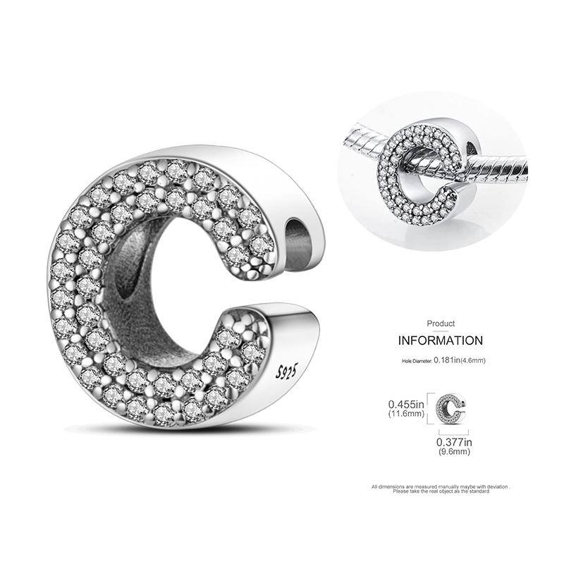 26 A-Z Alphabetperlen Kupfer Liebesbrief-Anhänger Passend für Original 3mm Damenarmband Armreif Cz Zirkonperle DIY Schmuck Geschenk