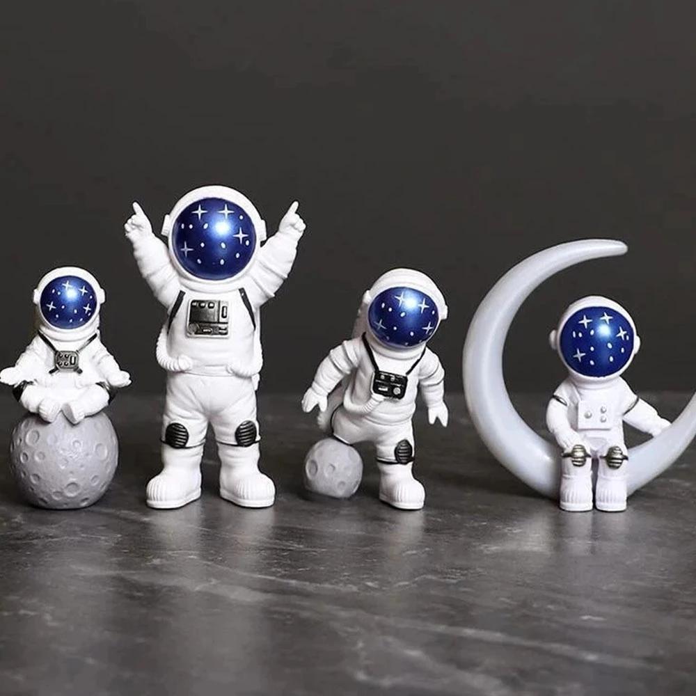 Żywica Figurka Astronauty Statua Figurka Kosmonauta Rzeźba Edukacyjna Zabawka Dekoracja Biurka Domu Model Astronauty Na Prezent Dla Dzieci