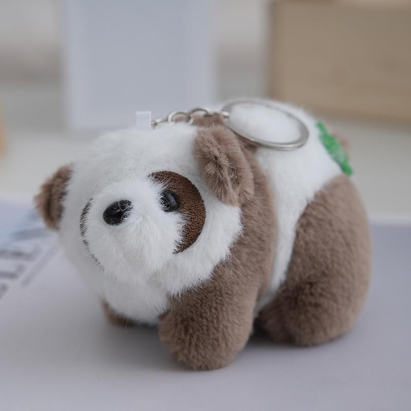 Adorable Plush Panda Keychain With Clover Charm And Soft Mink Fur Teddy Accessory