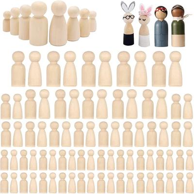 10Pcs Natural Unfinished Wooden Peg Doll Bodies Wood Dolls Birch Wooden Peg People Women Men For DIY Painting Arts Crafts Decor