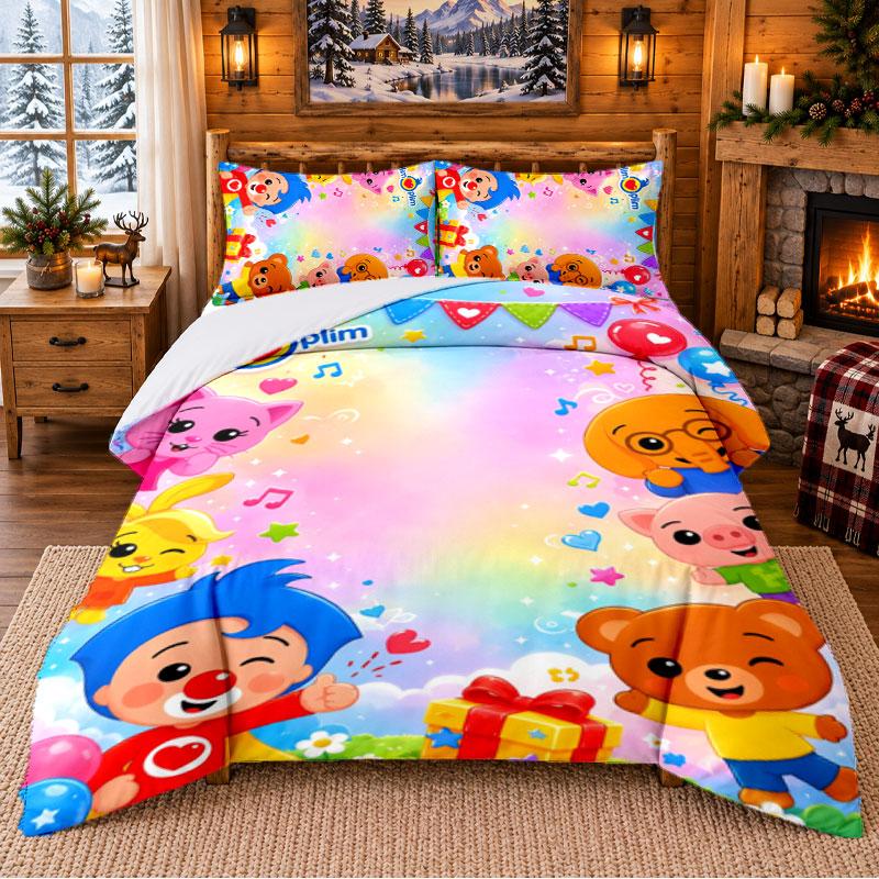 El Payaso Plim Plim Pattern Bedding 3Pcs Set Bed Sheet And Pillowcases For Indoor Bedroom