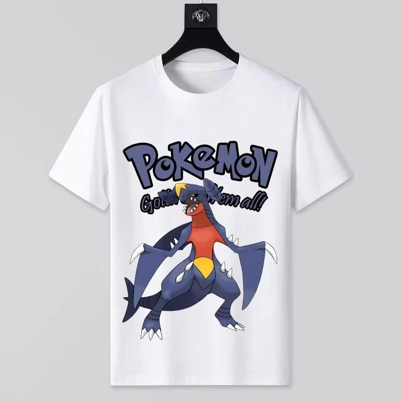 Summer New Pokémon Animation Print White Tshirt Mens and Womens Original Style Loose Casual Trend Versatile Shortsleeved Top