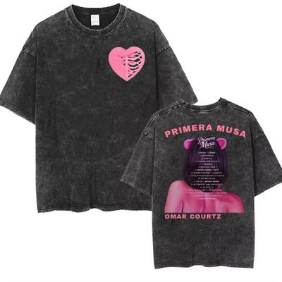 Omar Courtz Primera Musa Album Tour Graphic T Shirts Men Women Vintage Washed Gothic Hip Hop Tshirts Hot Sale Oversized Tshirt