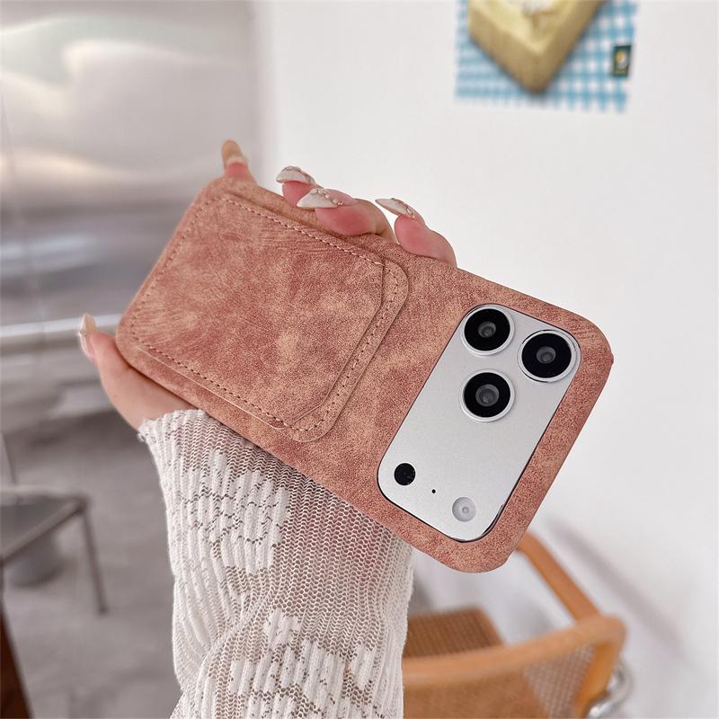 Luxury Fashion Matte Retro TPU Leather Phone Case For iPhone 17 16 15 14 Plus 13 12 Pro Max 11 Card Wallet Shockproof Back Cover