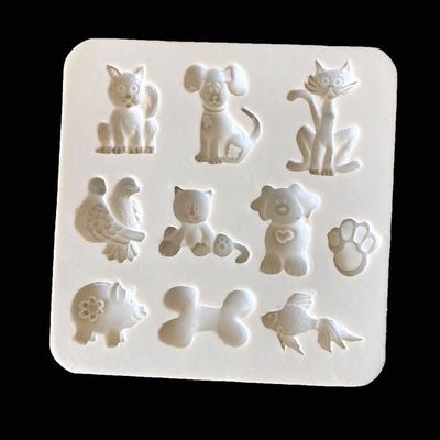 Animali del fumetto Stampo in silicone Gatti e cani e forma di osso Stampo per torta fondente Stampo per cioccolato Stampi per cubetti di ghiaccio per caramelle Strumenti di cottura fai da te