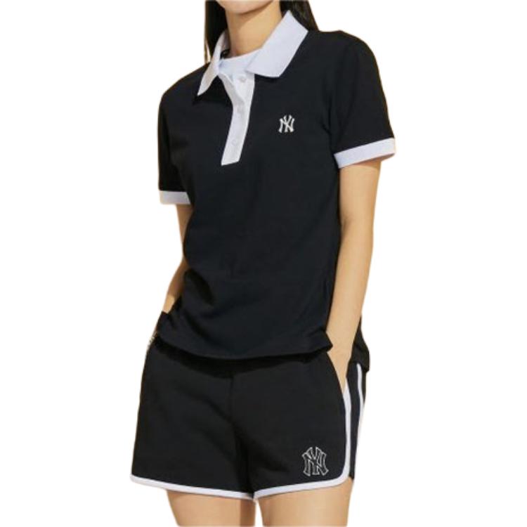 MLB New York Yankees SS22 Summer Breathable High-Quality Letter Print Short Sleeve Polo Shirt Women tops Black 3FPQ03023-50BKS