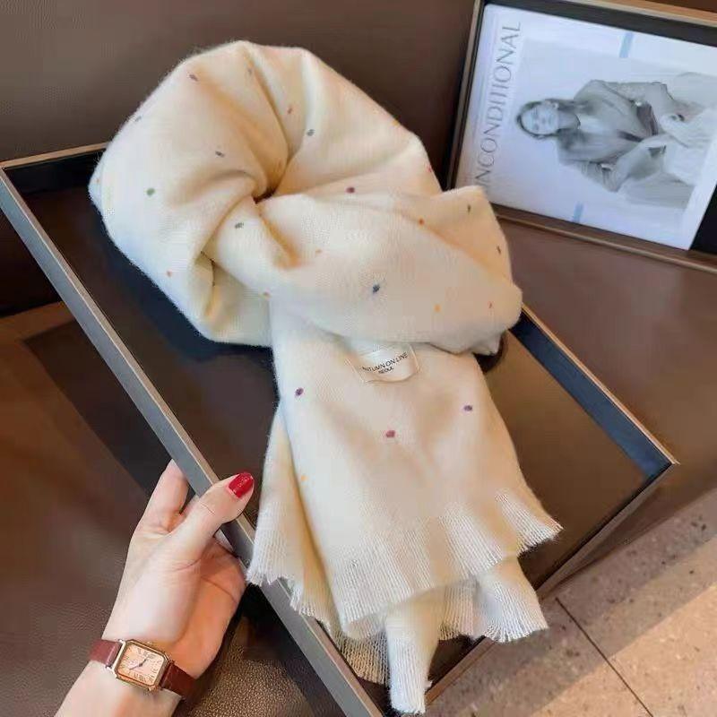 Rainbow Candy Beans Ideas Atmosphere Yarn New Korean Version Scarf Women's Winter Sweet Tassel Warm Imitation Cashmere Scarf