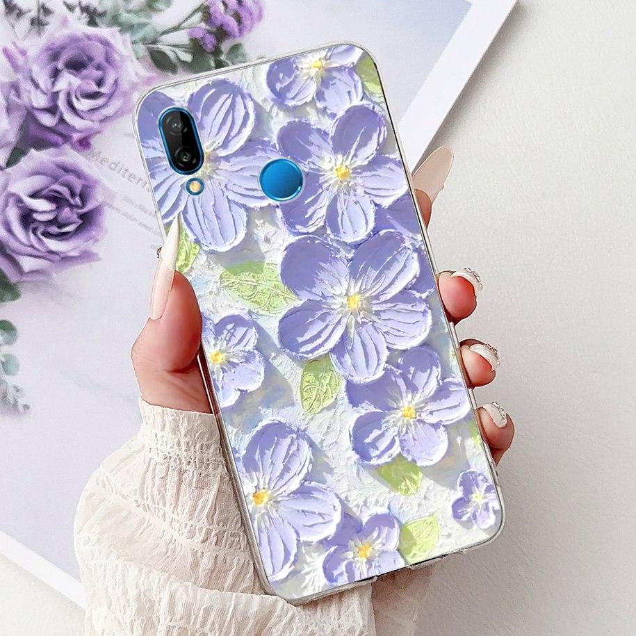 Für Huawei P20 Lite Hülle Beliebte Blume Schmetterling Weiche Klare Silikon Handy Rückseite für Huawei P20Lite Nova 3e ANE-LX1 Bumper