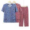 Elderly Women's Summer Floral Shorts and Cardigan Pajama Set