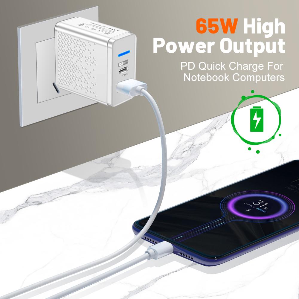 Total 65W USB Charger PD Type C Fast Charging Mobile Phone Charge Adapter For iPhone Xiaomi  Samsung PD Quick Charge QC3.0