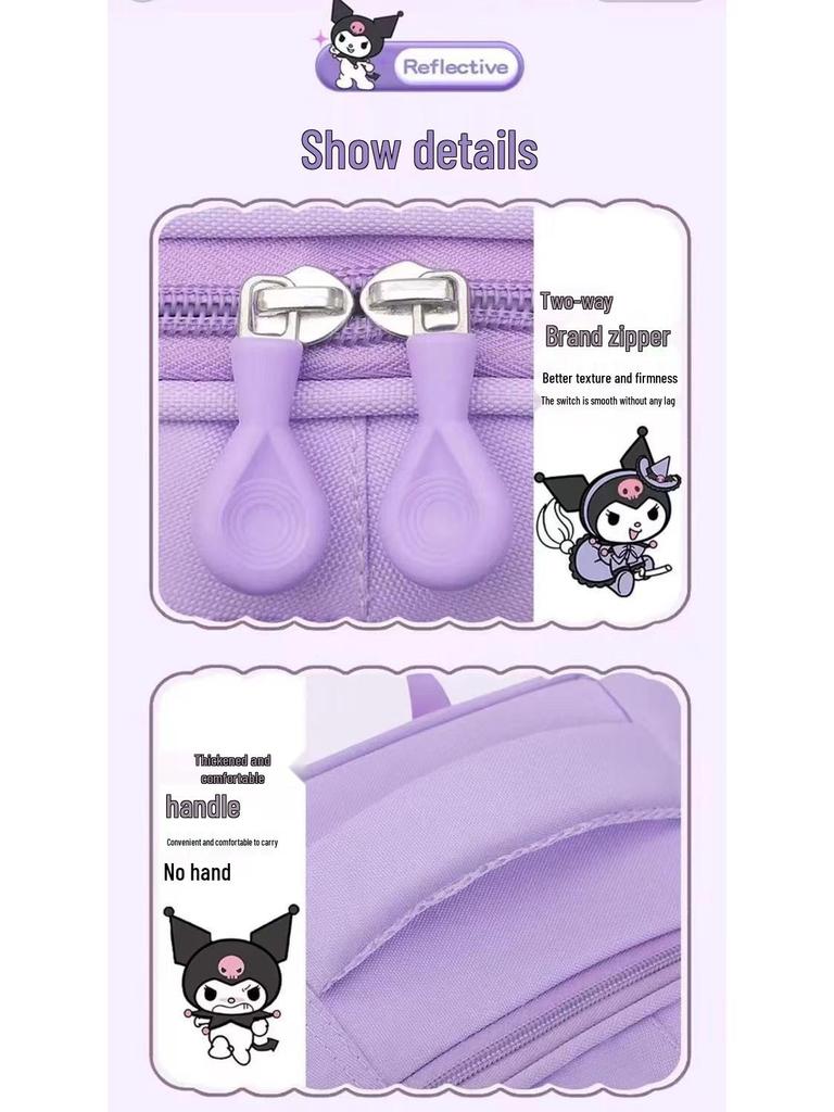 Kuromi Spine-Protecting Schoolbag: Lightweight, Large Capacity for Sixth Grade Girls