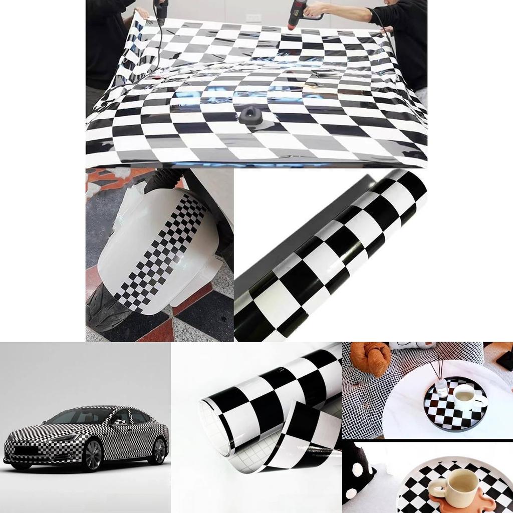 Naklejki Wzór Szachownicy Czarno-Białej Błyszcząca Powierzchnia Dekoracja Samochodowa Na Motocykle I Powierzchnie Kuchenne