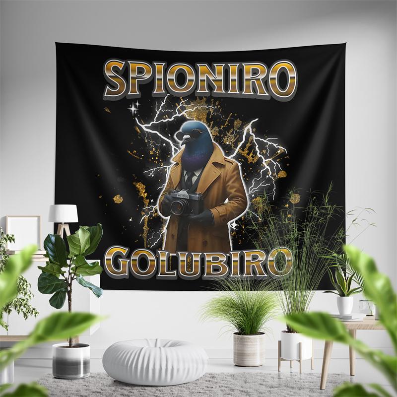 

Aertemisi Spioniro Golubiro Italian Brainrot Funny Meme Tapestry Wall Hanging Art for Bedroom Living Room Decor Party Backdrop 74x94cm(29x37in)