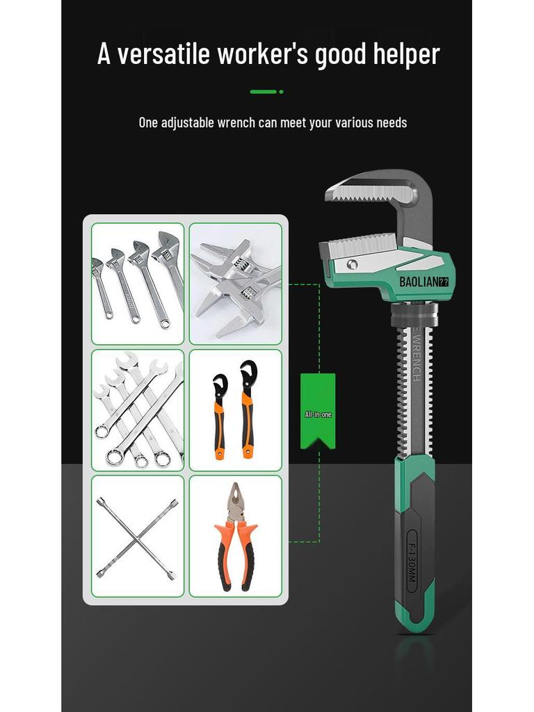 Baolian Multifunctional F-Type Pipe & Throat Pliers - Large Opening, Right Angle, Universal Household Wrench