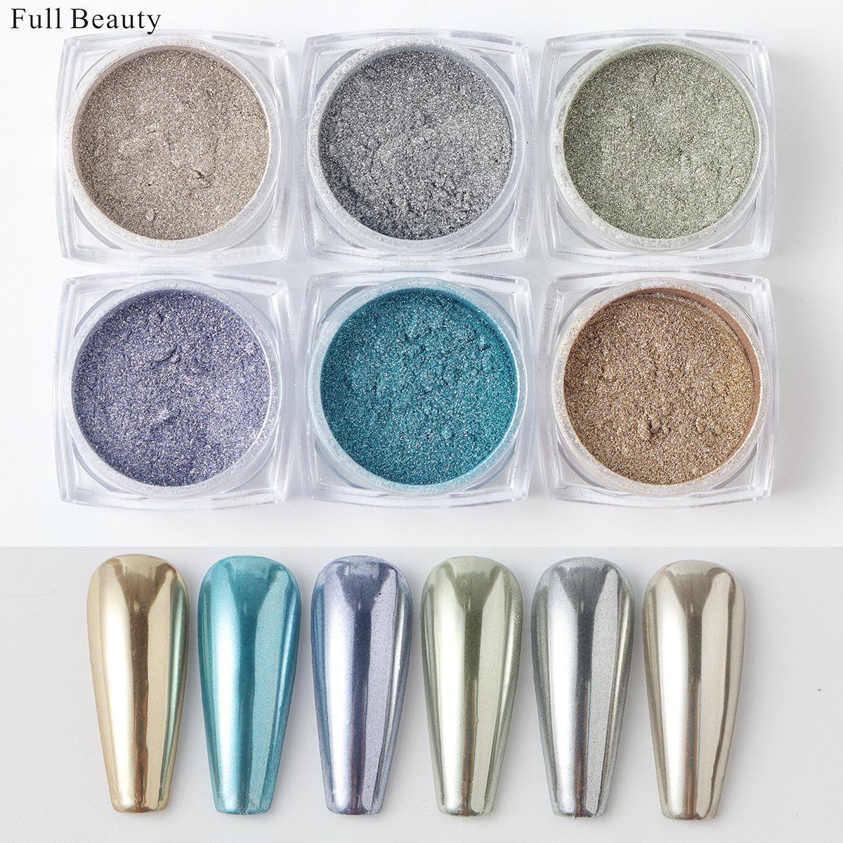 High-gloss fine magic mirror powder nail glitter 6-color set mirror powder nail glitter