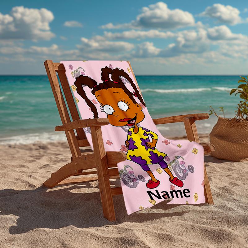 Custom Name Ultra-Soft Beach Towel with Rugrats Theme,Ideal for Pool - Camping, Diving - Perfect Travel Essential, Vibrant Beach Towel.