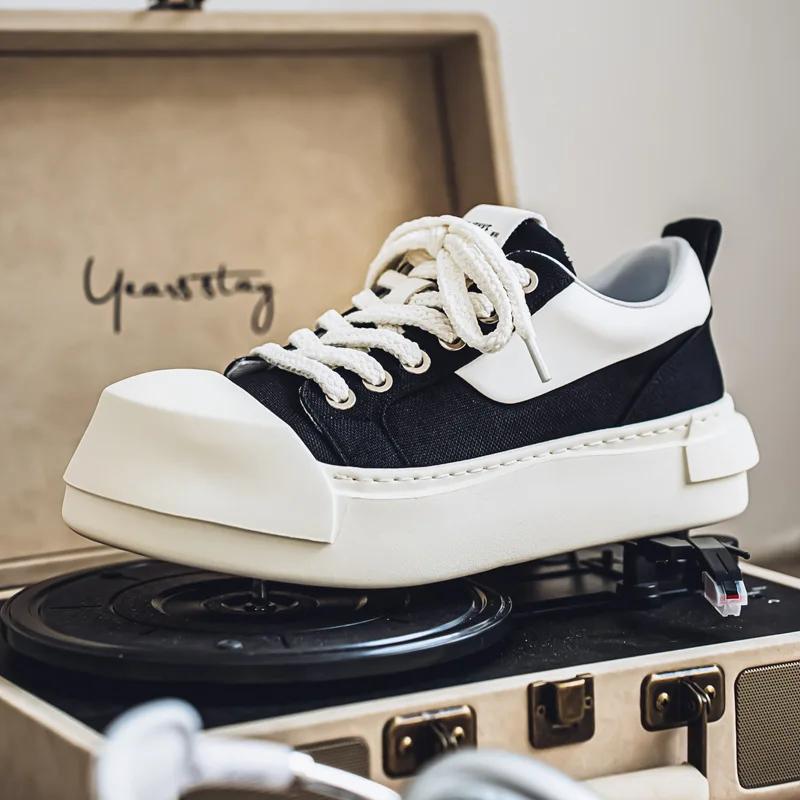 Luxurious Low-Top Men's Shoes Versatile Fashionable Casual Daily Thick Bottomed Shoes Comfortable Canvas Slip-On Adults Footwear