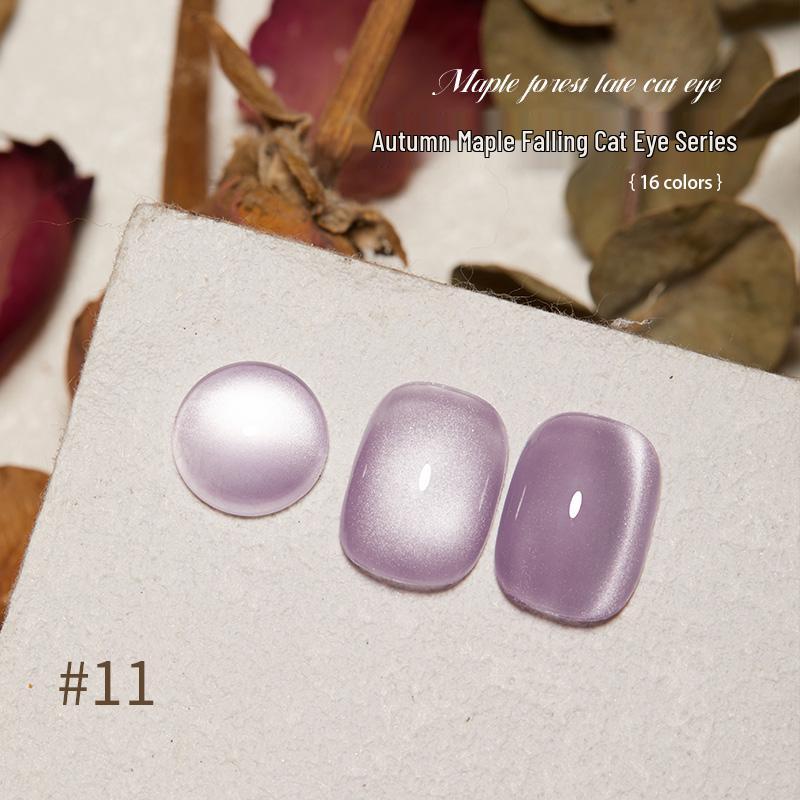 Baoshiman Maple Forest Cat Eye Nail Polish Gel - 2025 Sparkle Glass Beads Silk Nail Art