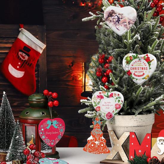 1 Set Seramik Kolye Süblimasyon Baskılı Yıkanabilir Aşınmaya Dayanıklı Dekoratif Beyaz Porselen Süblimasyon Boşluğu Seramik Süs Eşyası Noel İçin