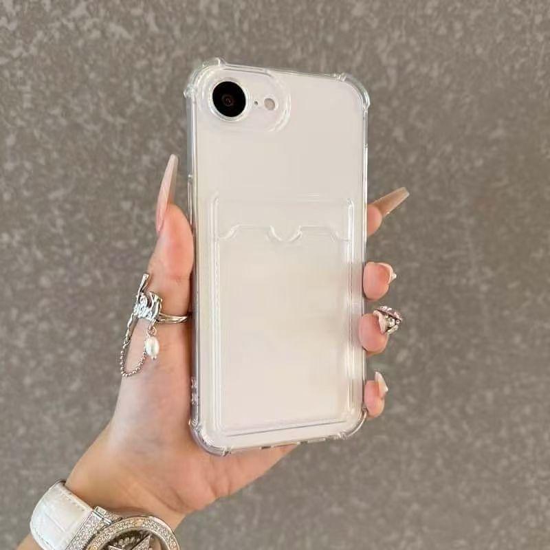 Transparent Wallet Phone Case for iPhone 16e 17e 16 17 E Clear Card Bag Slot Holder Cover