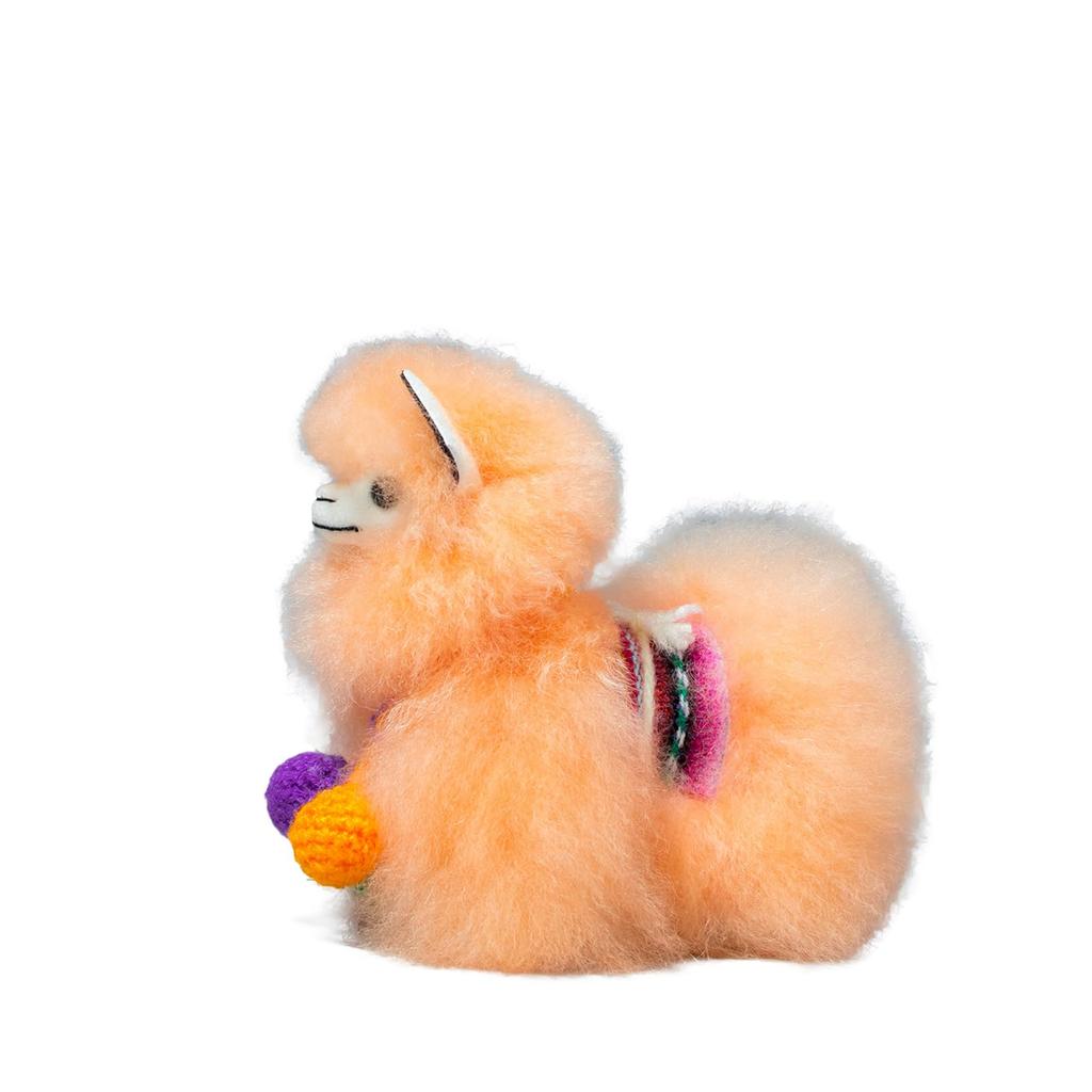 Alpaca Plush Keychain Fluffy and super A stylish accessory that will soothe adults perfect as a gift ST.MALO - cute! too, (12cm) (Cantaloupe)