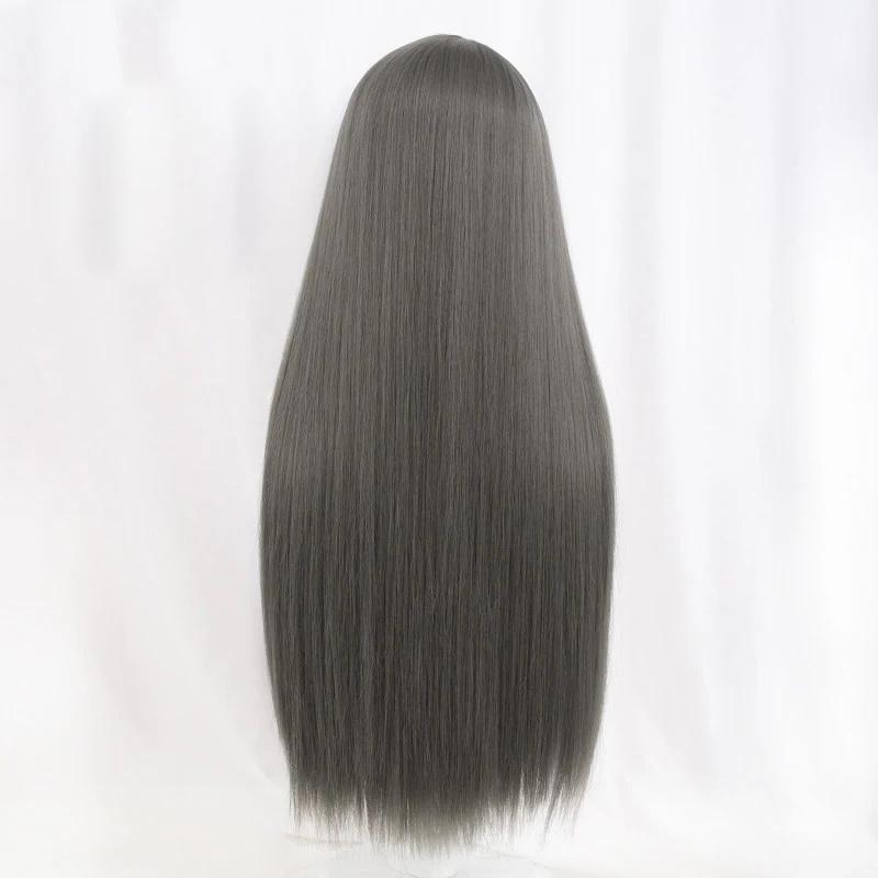 Sakurajima Mai Cosplay Περούκα Rascal Does Not Dream Of Bunny Girl Senpai Μακριά Ίσια Μαύρα Γκρι Μαλλιά Περούκες Άνιμε + Σκουφάκι Περούκας