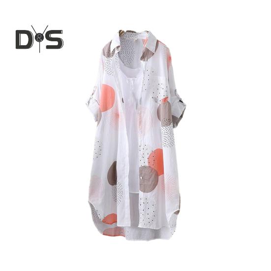 Cárdigan largo para mujer, dobladillo Irregular, Color de contraste, solapa de un solo pecho, holgada con estampado, abrigo fino de manga larga con bolsillo tipo parche para mujer