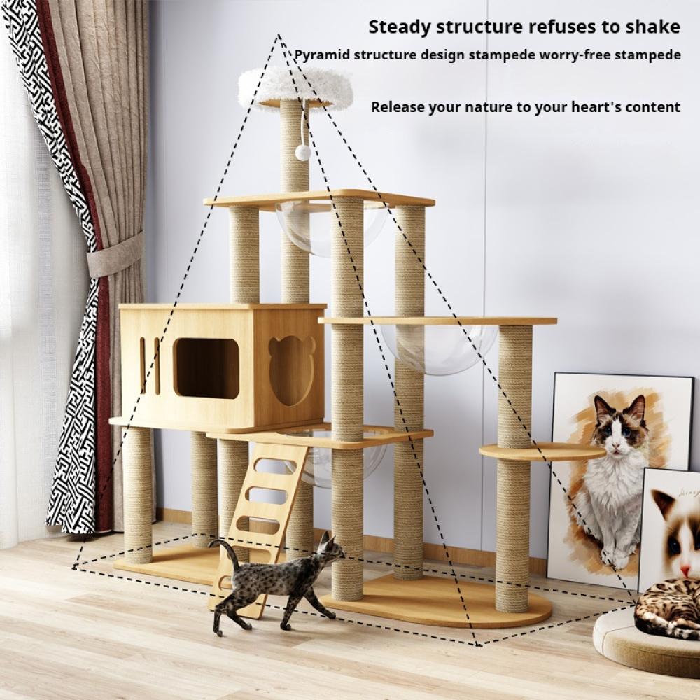 Multi-Level Cat Climbing Frame For Indoor With Scratching Posts Scratching Boards Perches Caves Large Cat Tree Tall Cats Tower