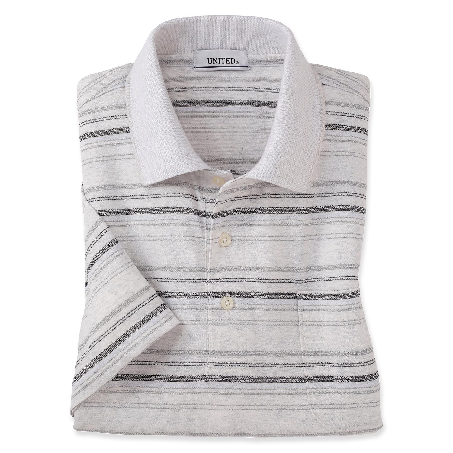 

рубашка-поло с текстурированной сделано для мужчин [UNITED] Короткий рукав, кайма, Япония, (M, кремовый)