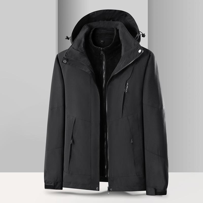 Unisex 3-in-1 Fleece-Lined Jacket Set, Detachable and Customizable with Logo