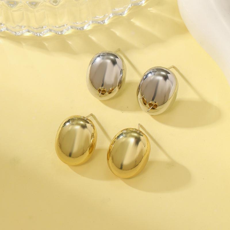Chic Brushed Small Bean Stud Earrings - Elegant French Design, Unique Niche Style.