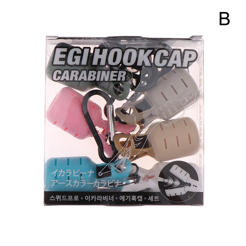 6Pcs New Squid Jig Bait Protector Kit Webfoot Octopus Egi Hook Cover Cuttlefish Umbrella Lure Cap With Carabiner Sea Accessories