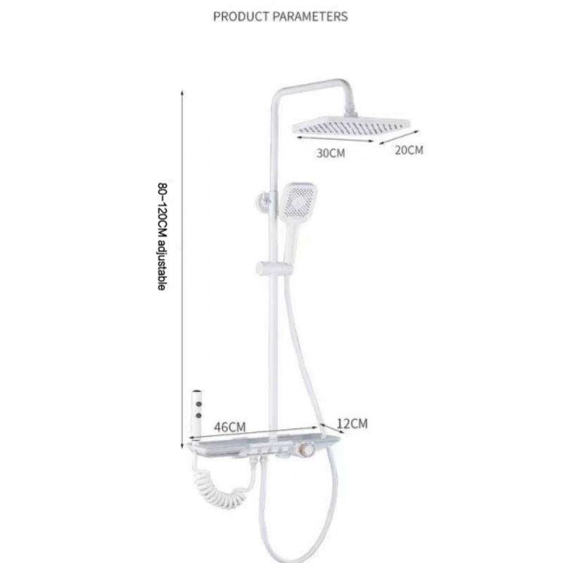 Upgrade White Hot Cold Bathroom Shower Set with LED Display Piano Keys Bath Shower Rain Shower Faucet Bathroom Accessories Brass