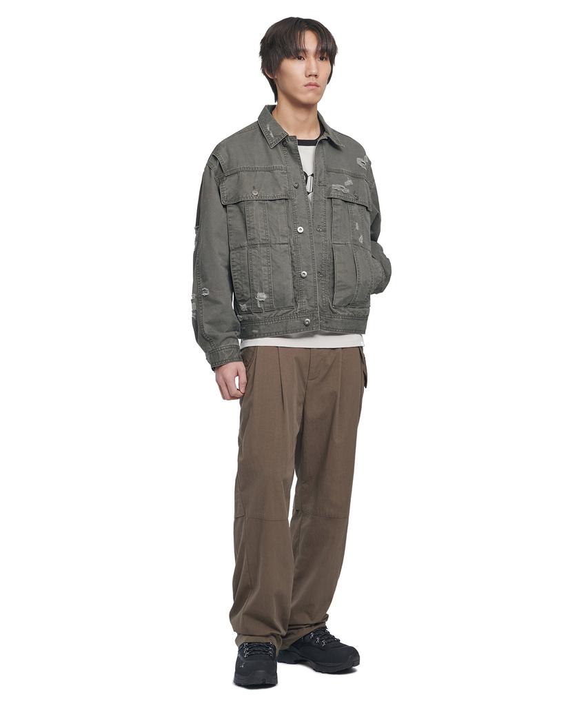 Nomanual I.P Damaged Jacket - Khaki Gray