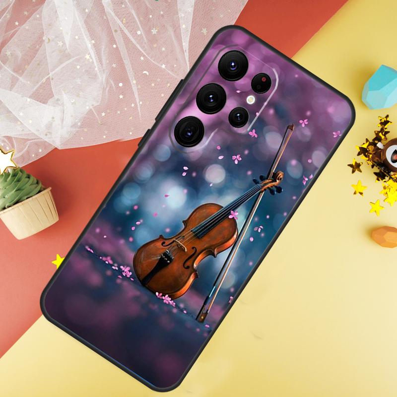 Music Violin Case For Samsung Galaxy S24 S23 S22 Ultra S21 S20 FE Note 20 Note 10 S8 S9 S10 Plus Cover