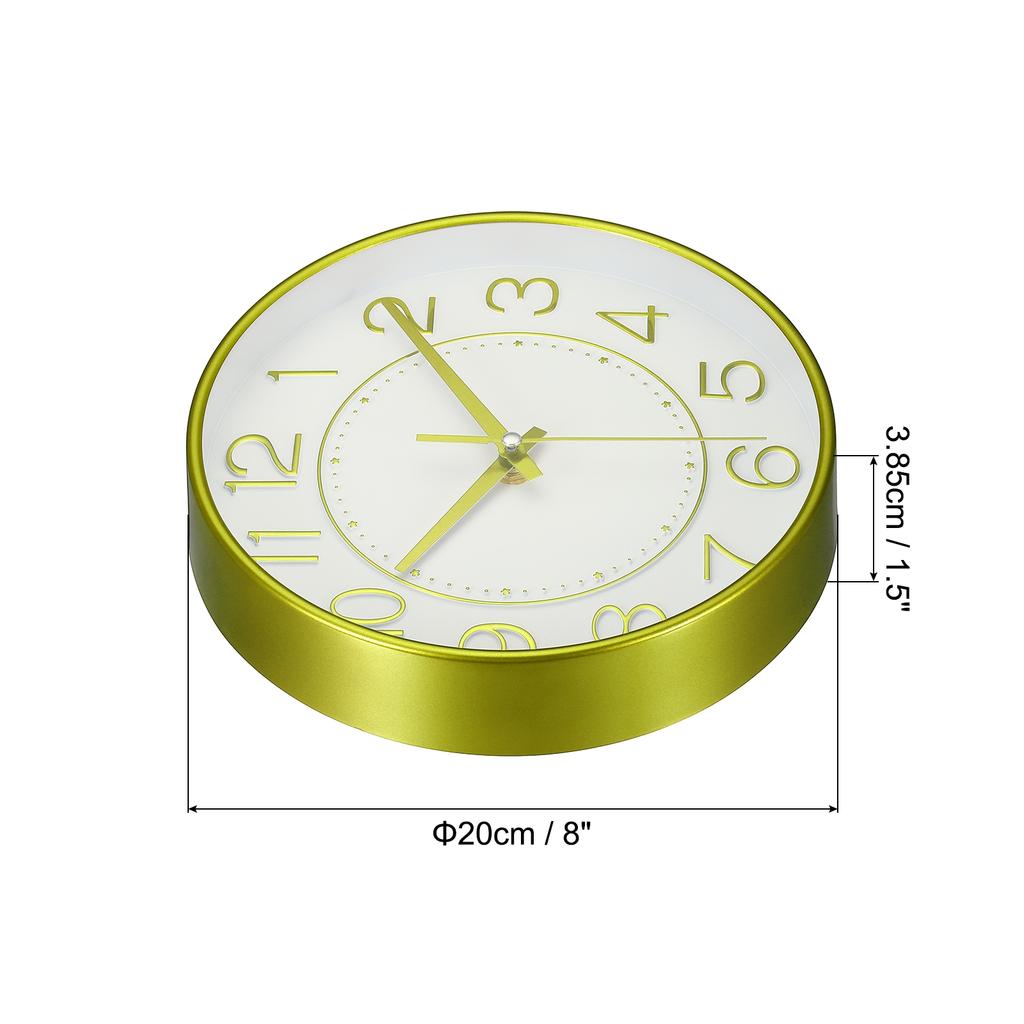 Uxcell 8 Inch Wall Clock Battery Operated Silent Non-Ticking Round Modern Wall Clock for Kitchen Office Bedroom Decor Featuring
