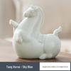 Modern Minimalist Ceramic Rocking Horse Ornament - Cute Green & Pink Tea Pet Decor for Home