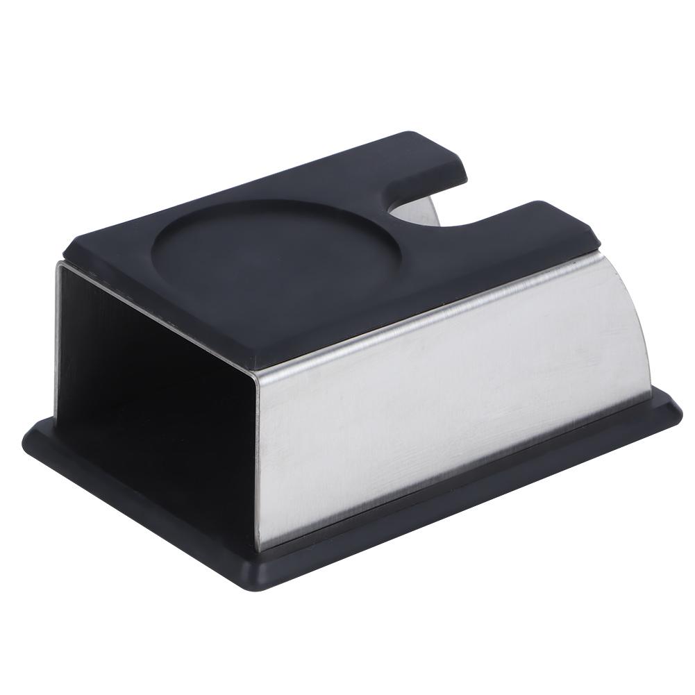 NonSlip Stainless Steel Coffee Tamper Stand Holder Tamping Mat Coffee Machine Accessory(Black )